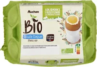 BIO*OEUFS COQUESOLIDAIRES pour soutenir nos producteurs*issus de l'agriculture biologiqueLogo ABLogo Européen (feuille étoilée) / Agriculture France ou FR- BIO-10Logo AB* Conformément au mode de prod