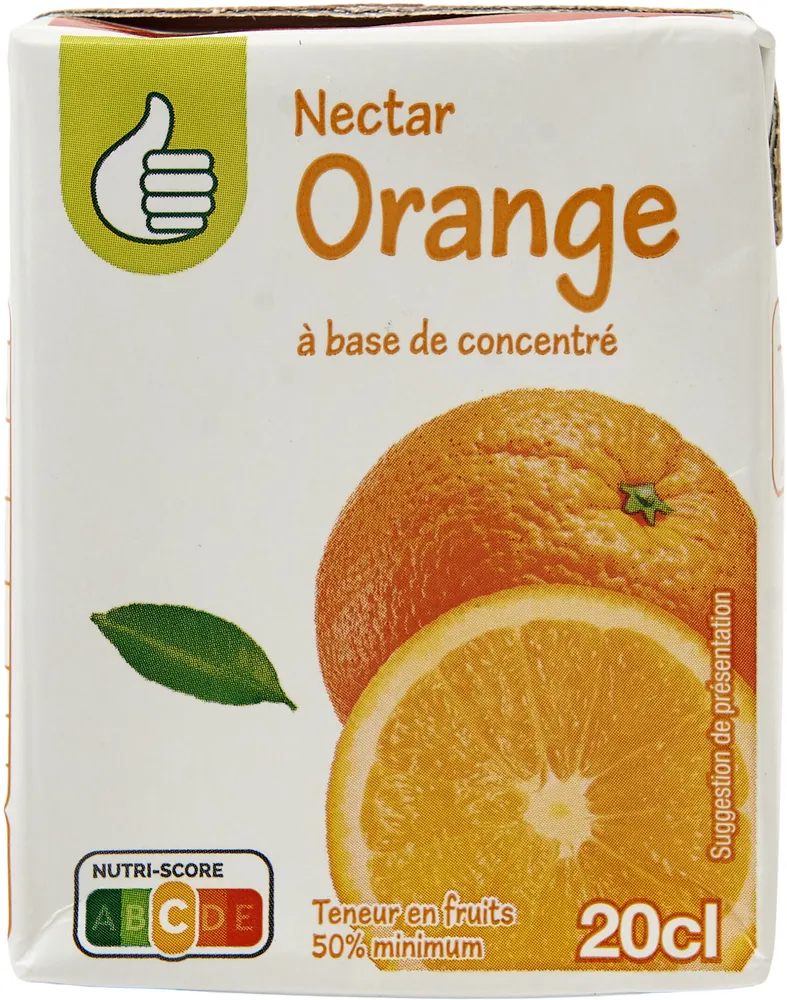 Nectar d'orange à base de concentré - Teneur en fruits : 50% minimum