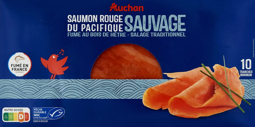 Saumon rouge du Pacifique fumé au bois de hêtre - sauvage - 10 tranches minimum