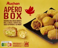 Apéro boxbouchées chili cheese nuggets + mac et cheese + burger ballsauce au poivron et au piment