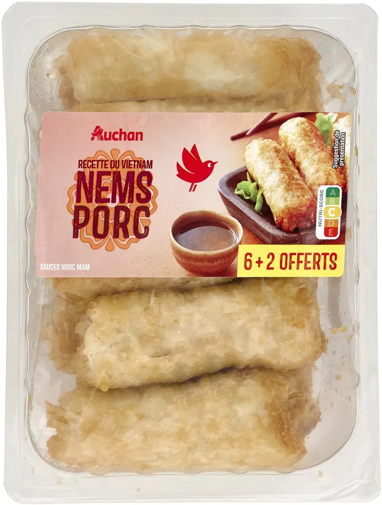 RECETTE D'ASIE8 nems au porc avec sauce nuoc mam PICTO : 8 nems + 3 sachets de sauce