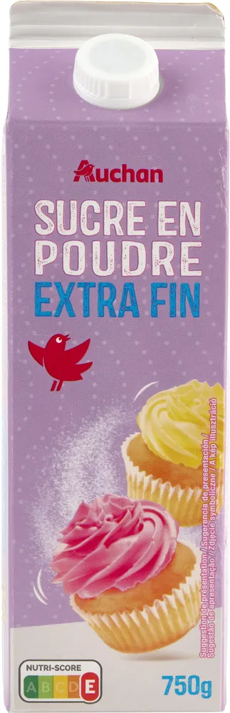 Auchan sucre blanc extra fin poudre tetra 750g
