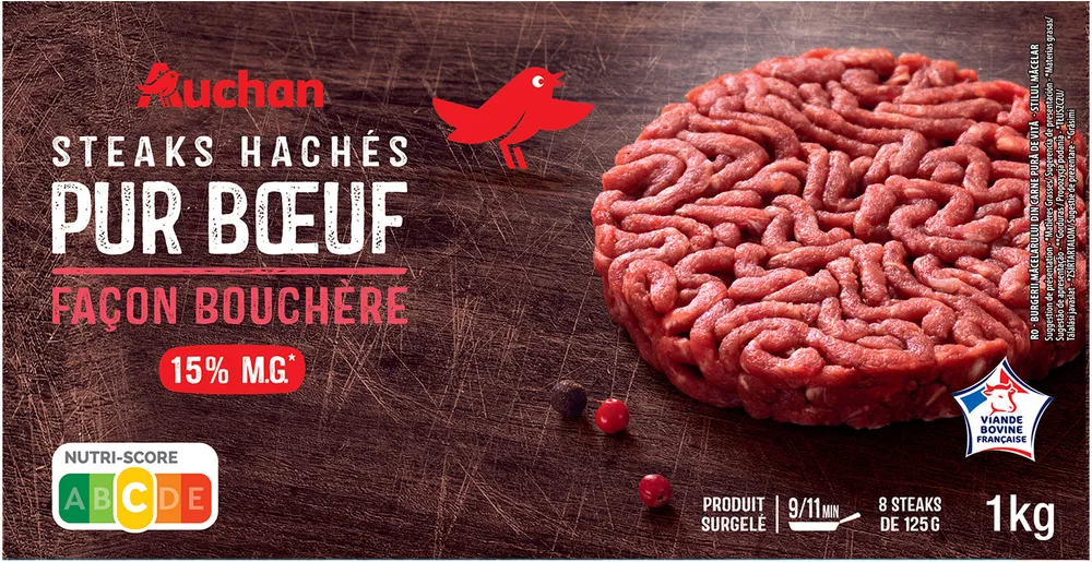 8 Steaks Hachés pur bœuf 15% de matières grasses