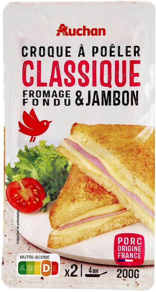 CROQUE À POÊLER CLASSIQUEFROMAGE FONDU et JAMBON