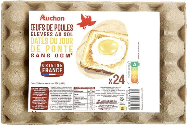 Oeufs de poules elevees au soldates du jour de pontesans ogm*x24