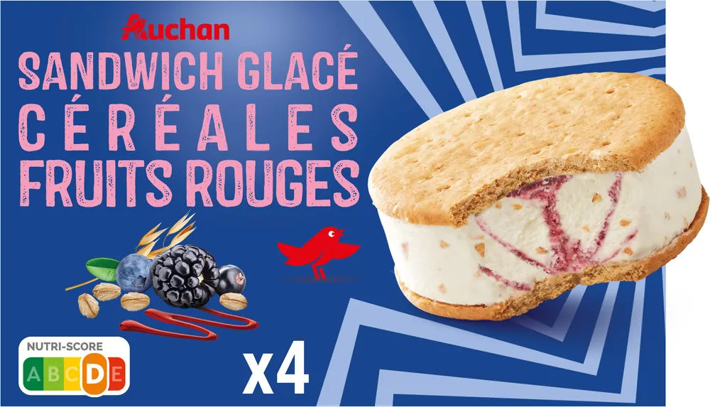 Sandwich glacé céréales fruits rouges