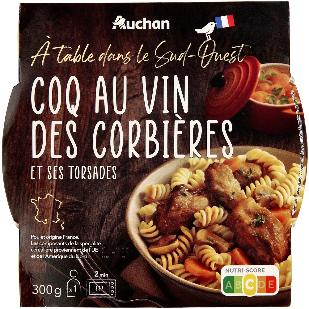 Coq au vin des Corbières et ses torsades