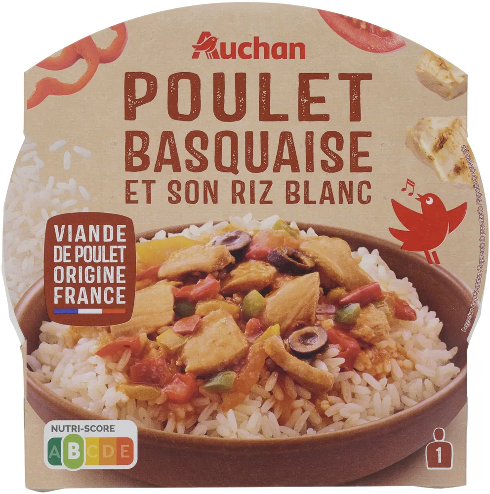 Poulet basquaise et son riz blanc