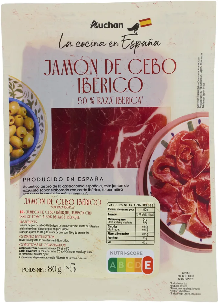 JAMON de CEBO IBERICO 50% de RAZA IBÉRICA*