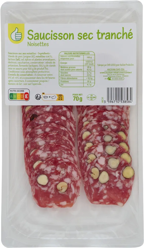 Saucisse sec tranché noisettes