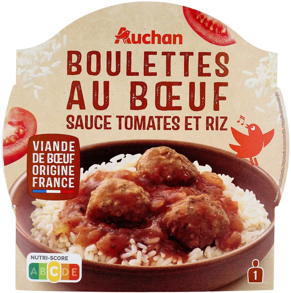 Boulettes au bœuf sauce tomates et riz