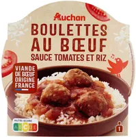 Boulettes au bœuf sauce tomates et riz