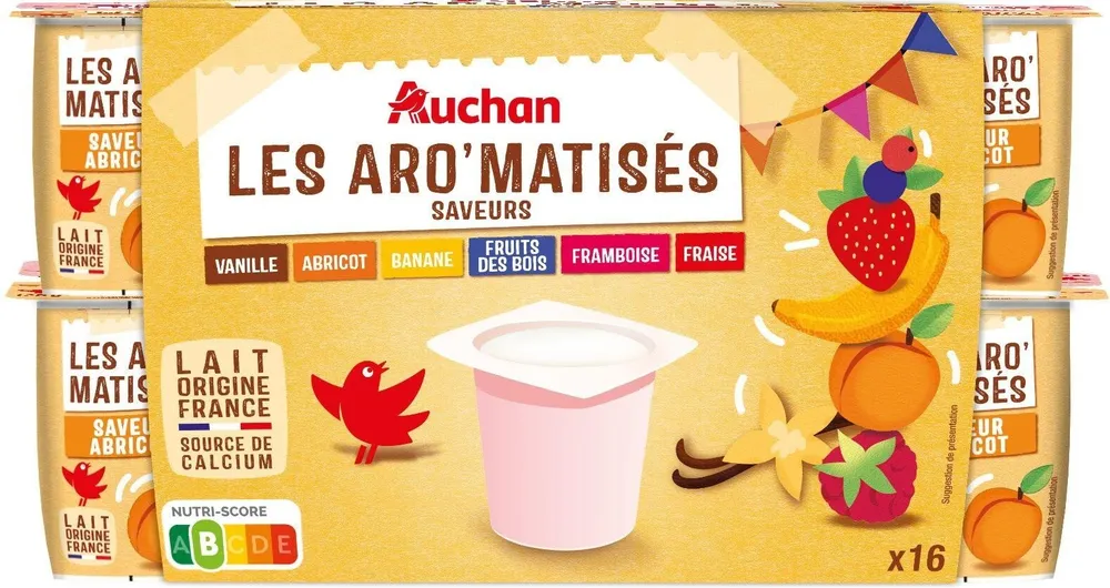 KIDS YAOURT AROMATISES6 saveurs : abricot, banane, fraise, framboise, fruits des bois, vanille