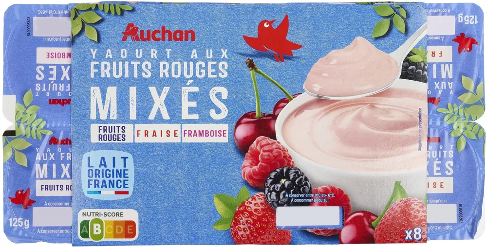 YAOURT AUX FRUITS MIXES FRUITS ROUGES Fraise, framboise, fruits rouges
