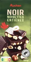 Auchan chocolat noir noisettes entieres 180g