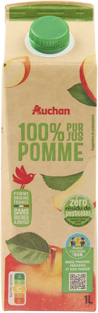 100% Pur jus de pommeSans sucres ajoutés** Comme tous les jus de fruits. Contient les sucres naturellement présents dans la fruits