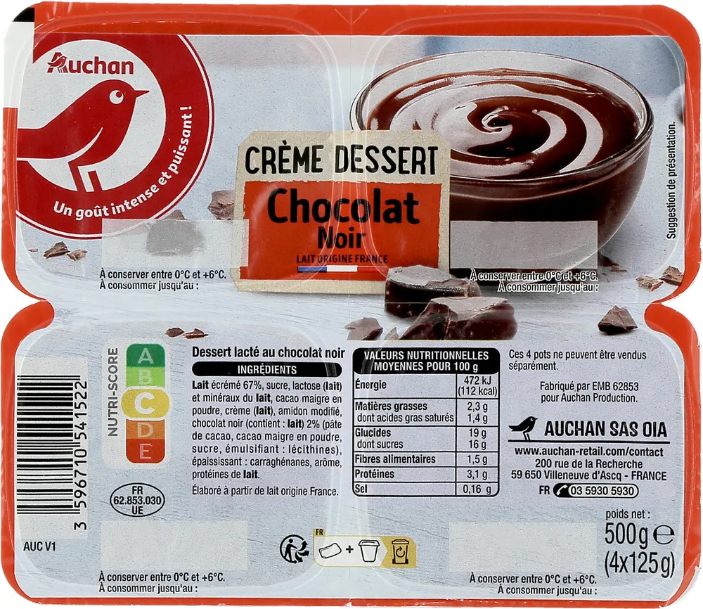 Crème dessert chocolat noir