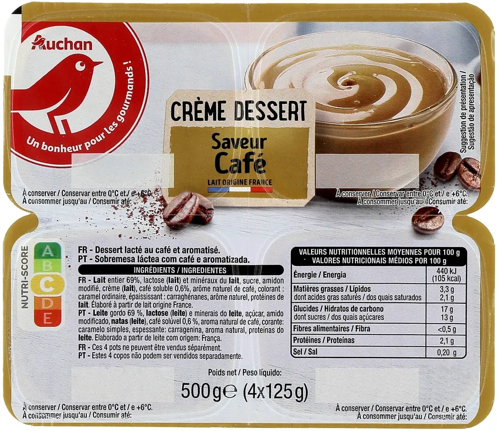 Crème dessert saveur café