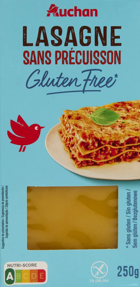 Auchan sans gluten pates a lasagne 250g