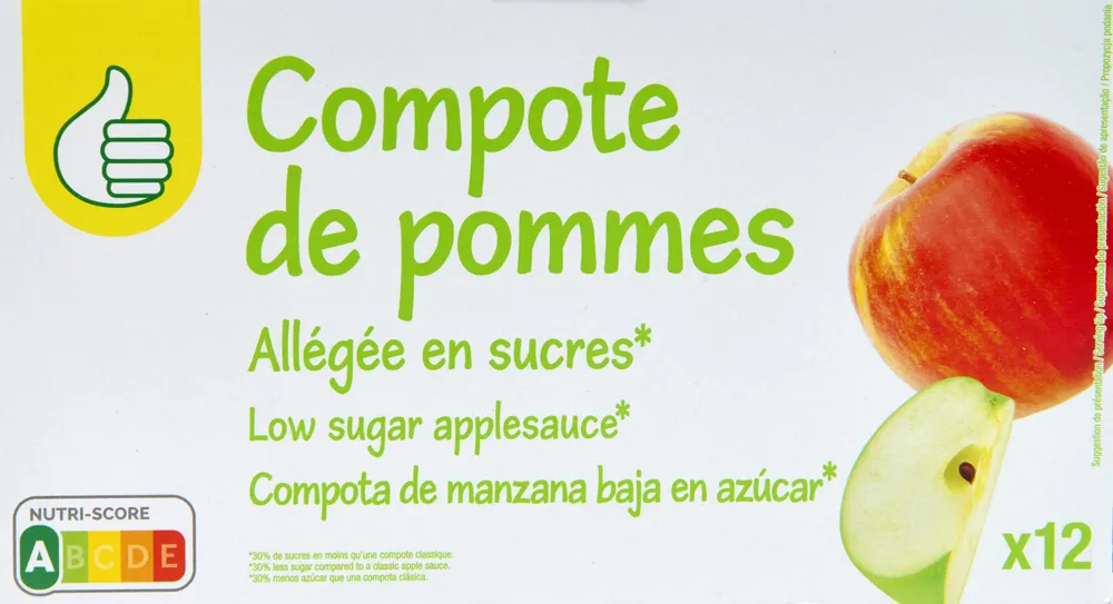 Compote de pomme allégée en sucres**30% de sucres en moins qu'une compote classique
