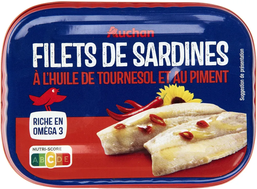 Filets de sardines huile de tournesol et piment