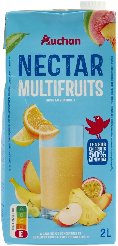 Nectar Multi fruits - A base de jus concentrés et de purées partiellement concentrée - teneur en fruits 50% minimum. Riche en vitamine A.