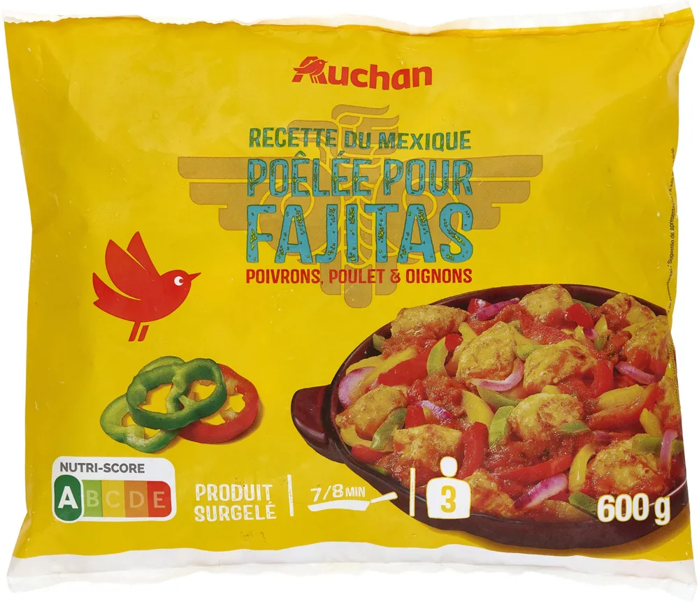 Recette du Mexique Poêlée pour fajitas poivrons, poulet et oignon