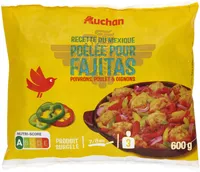 Recette du Mexique Poêlée pour fajitas poivrons, poulet et oignon