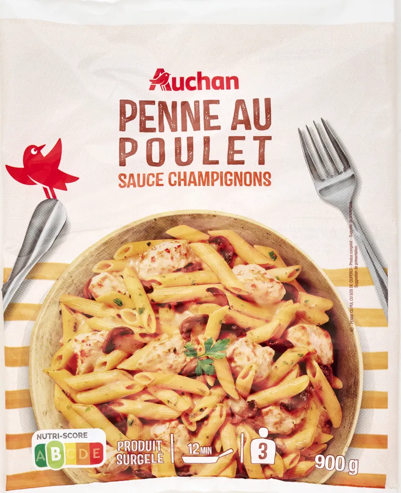 Penne au poulet sauce aux champignons