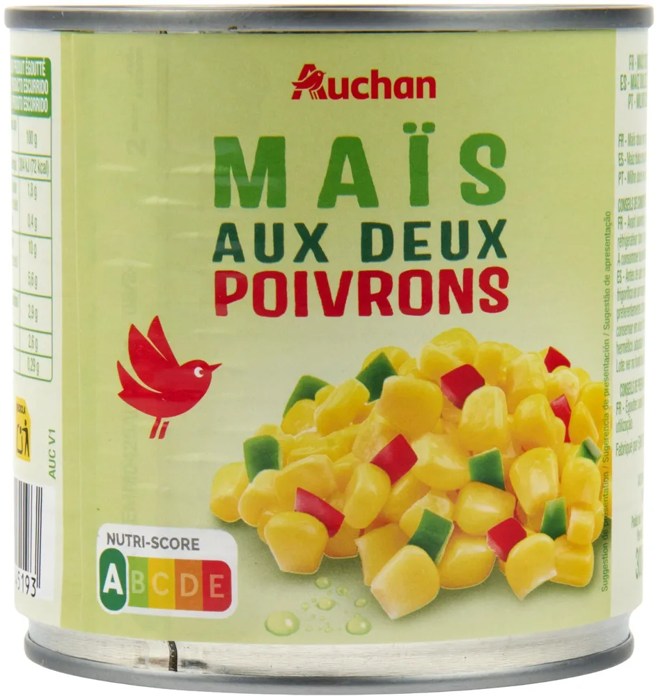 Maïs doux en grains aux deux poivrons sous vide
