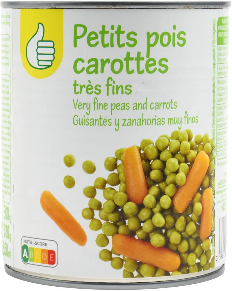Petits pois très fins et carottes à l'étuvée