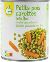 Petits pois très fins et carottes à l'étuvée