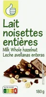 Chocolat lait noisettes entieres