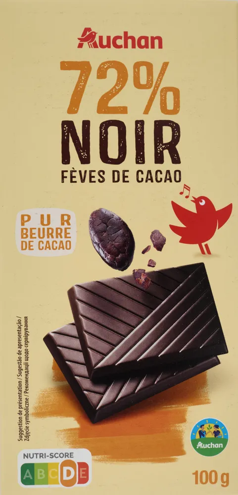 72% Noir fèves de cacao