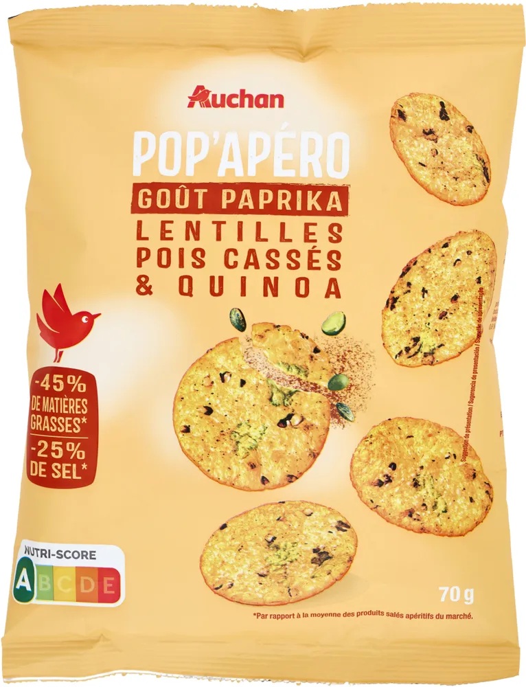 Pop'apéro goût paprika lentilles pois cassés et quinoa