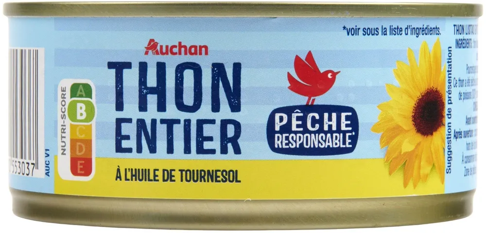 Thon entier à l'huile de tournesol