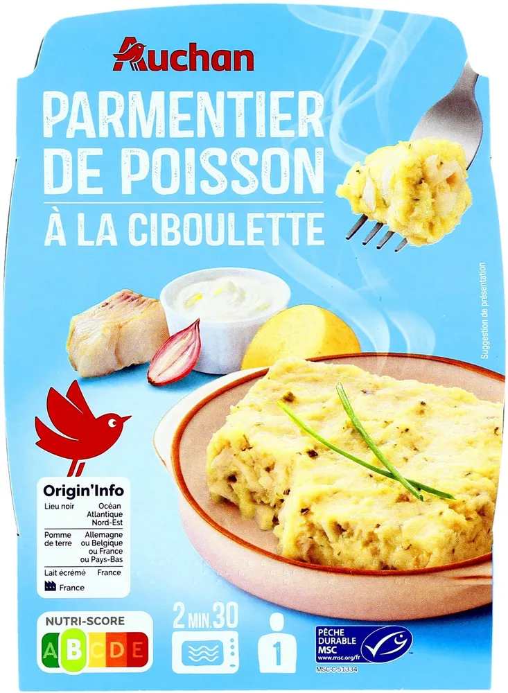 Auchan parmentier de poisson a la ciboulette 300g