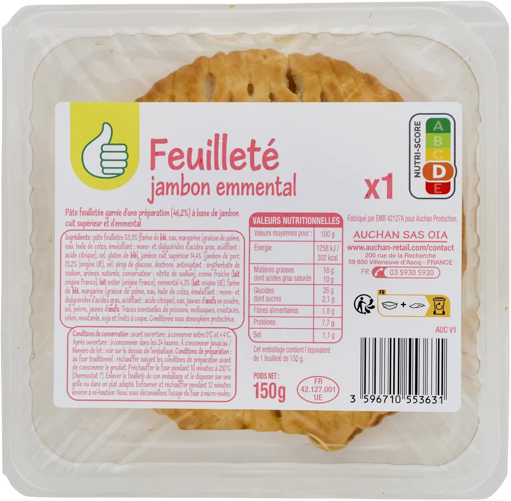 Feuilleté jambon fromage