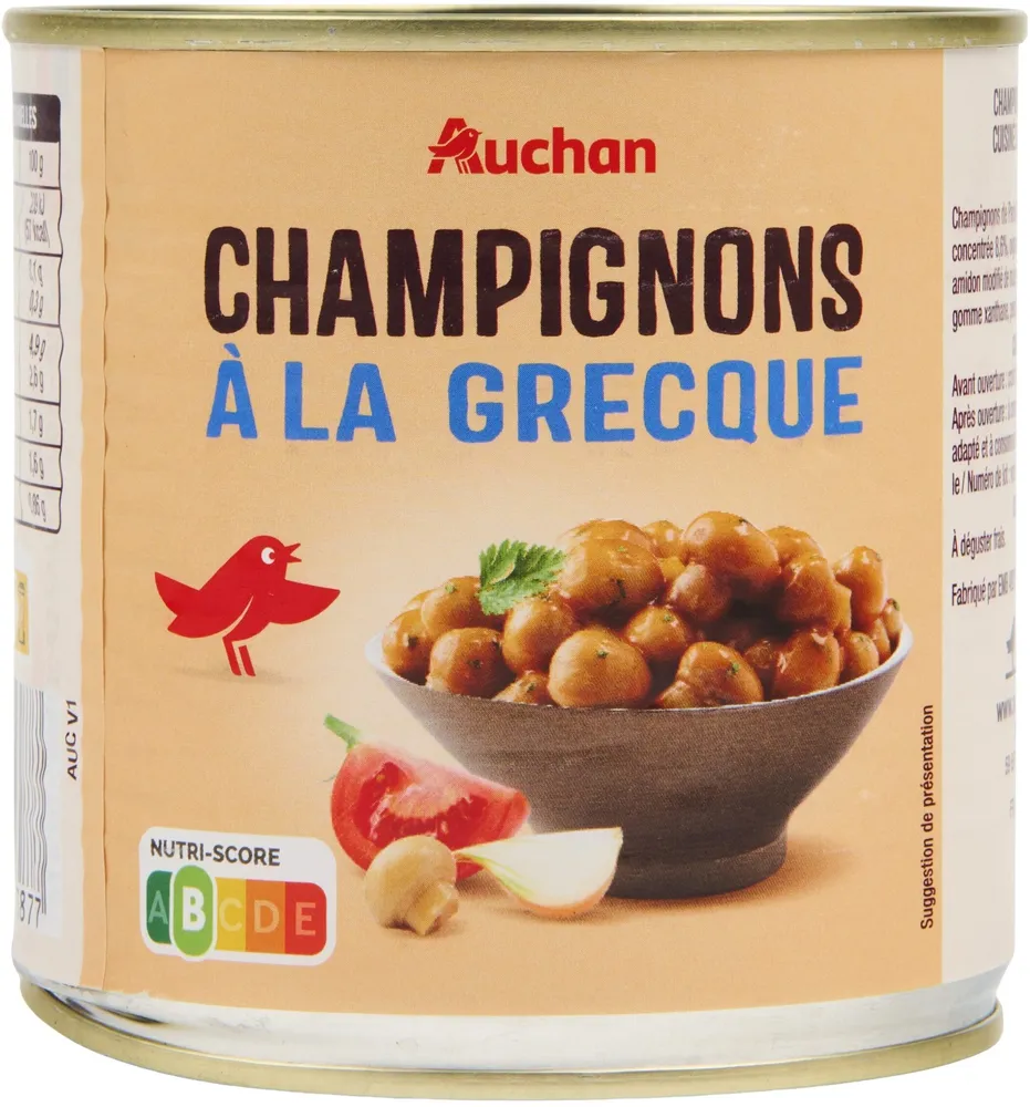 Champignons à la grecque, cuisinés à la tomate et aux oignons