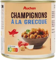 Champignons à la grecque, cuisinés à la tomate et aux oignons
