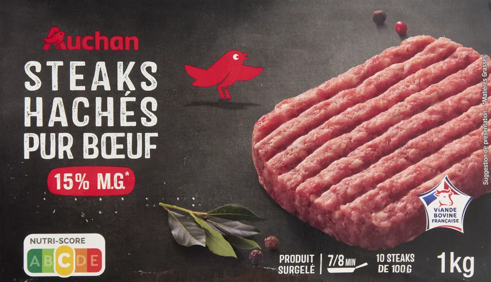Steaks hachés pur bœuf15% M.G.**Matières Grasses