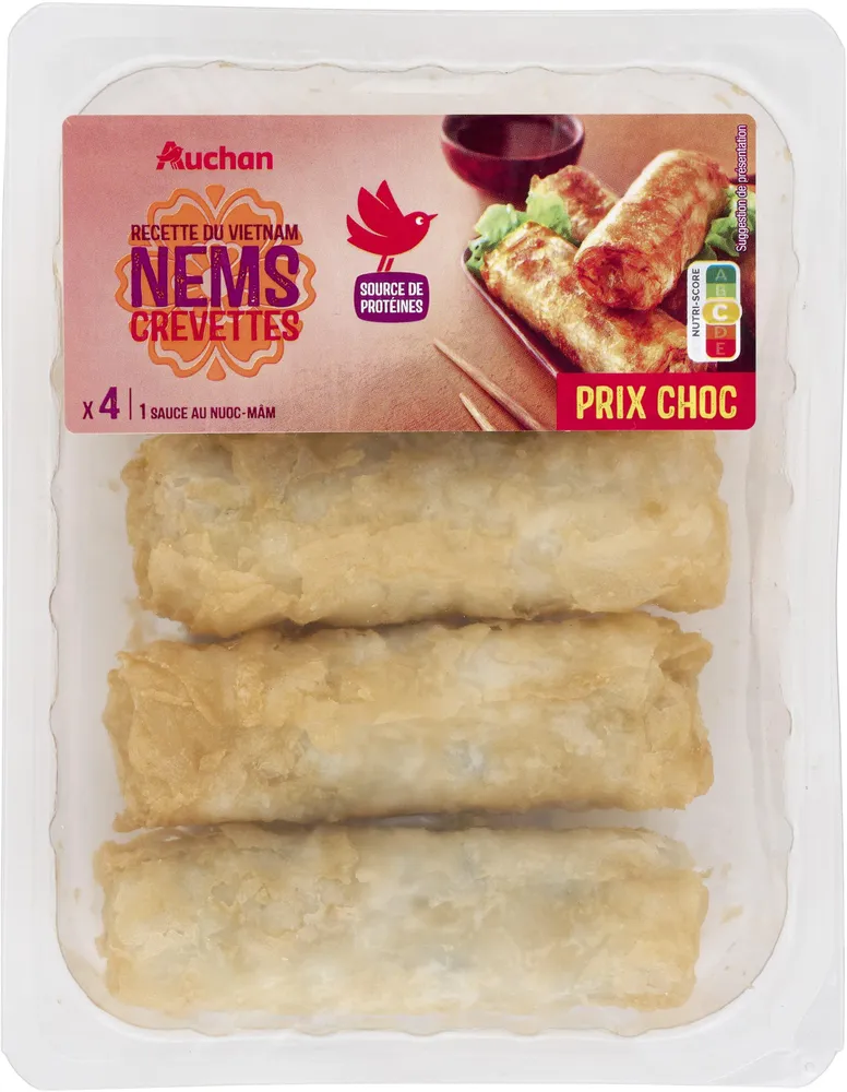 Nems crevettes x4 + 1 sauce au nuoc-mâm