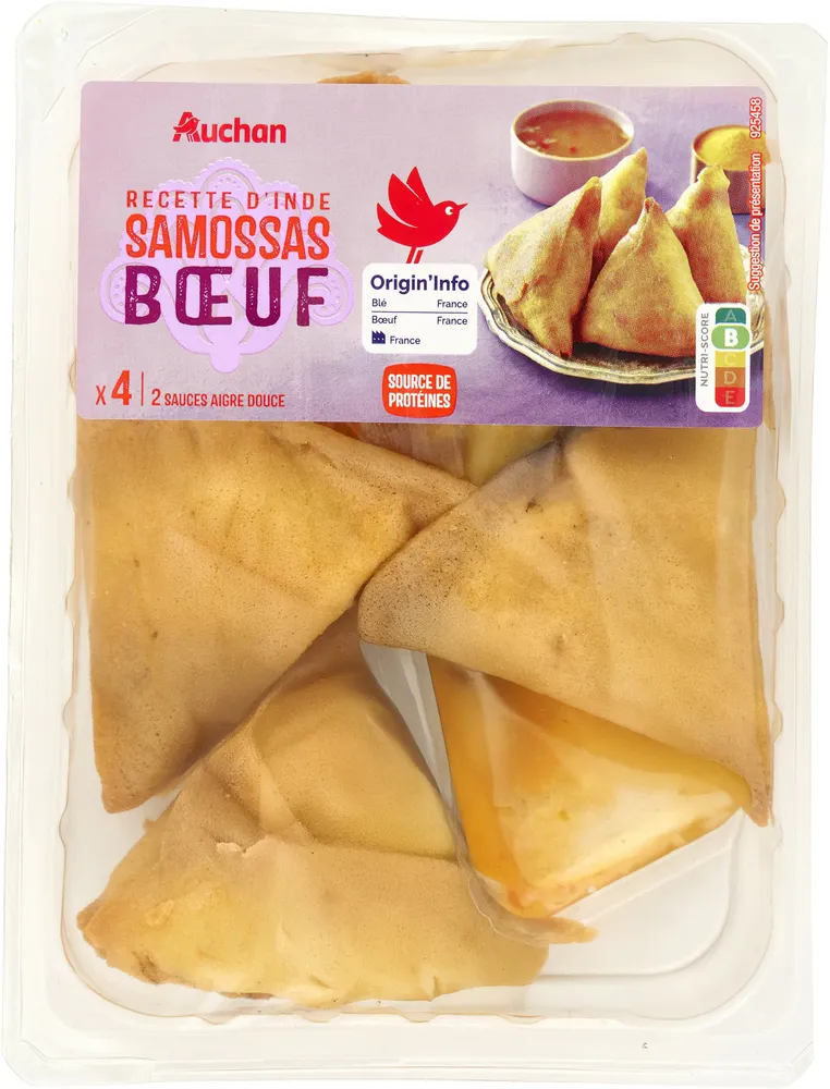 Recette d'indesamossas boeufx4 + 2 sauces