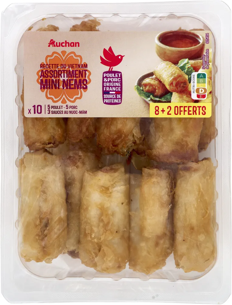Recette du vietnamassortiment mini nemsx4 porcx4 poulet+ 2 offerts+ 3 sauces