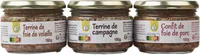 lot 3 verrines : Terrine de campagne, confit de foie de porc, terrine de foie de volaille