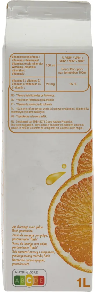Orange - 100% PUR JUS - avec pulpe