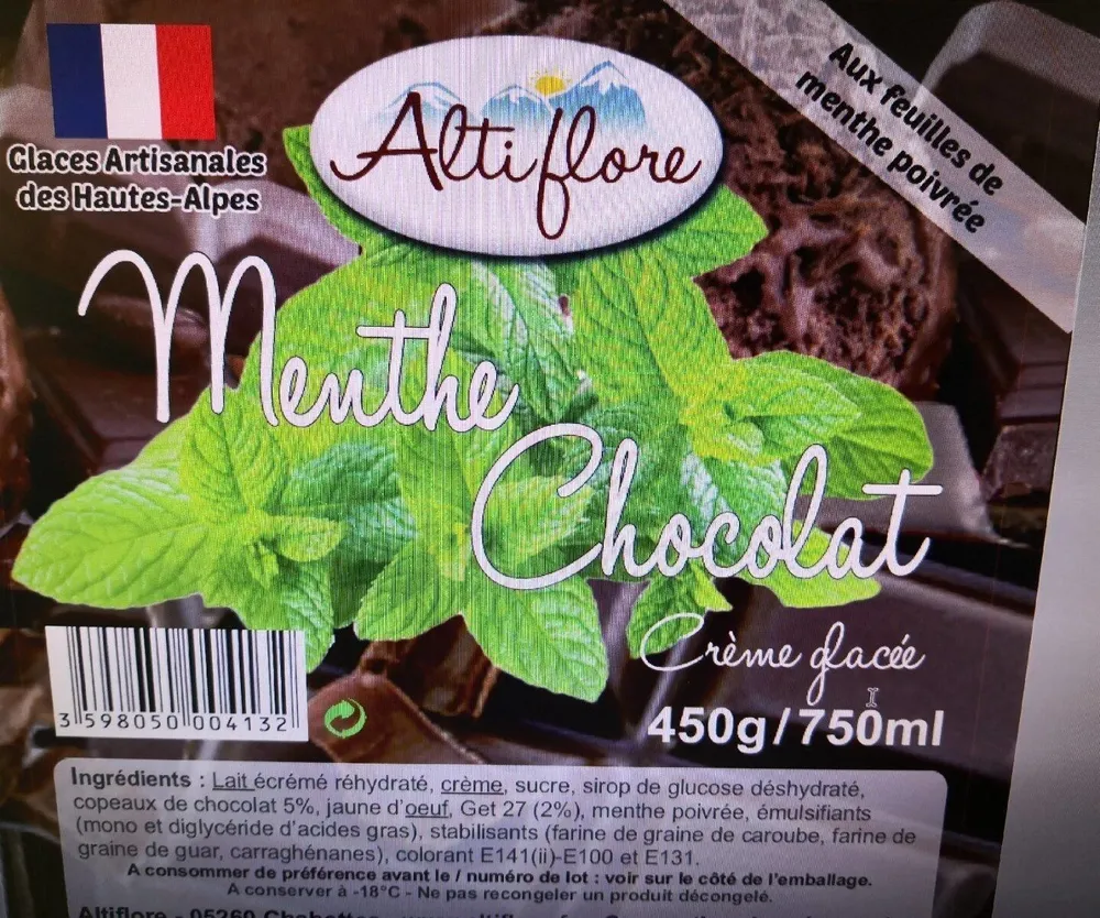 Crème glacée artisanale menthe chocolat
