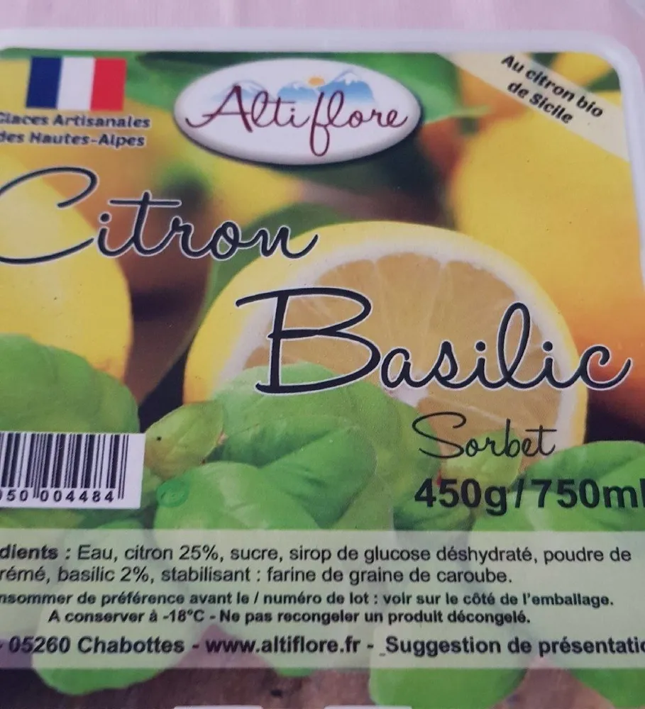 Sorbet citron basilic