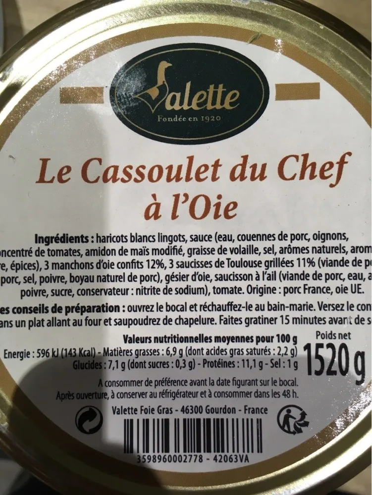 Cassoulet du chef à l'oie
