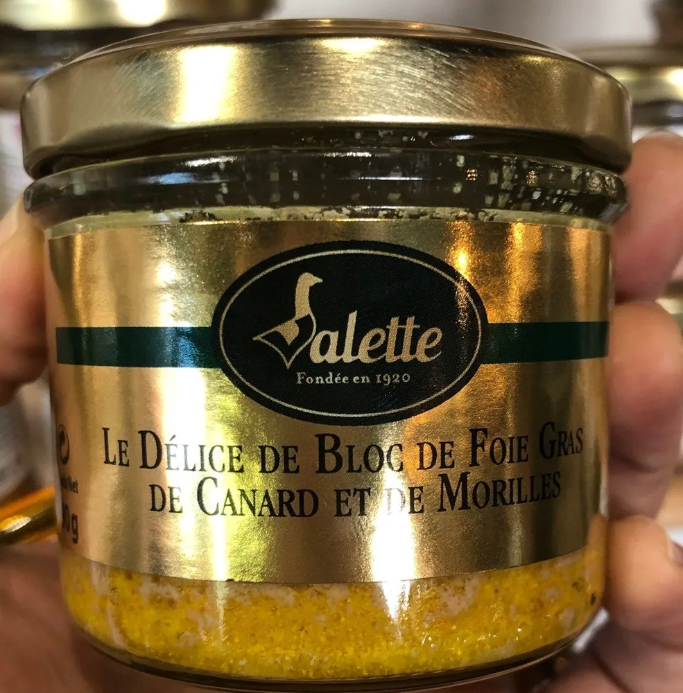 Le delice de bloc de foie gras de canard et morilles